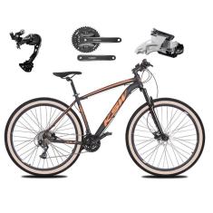 Imagem de Bicicleta Aro 29 Ksw Xlt Alumínio Câmbio Traseiro Shimano Alívio e Altus 27v Freio Hidráulico Garfo Com Trava Pneu com Faixa Bege - Preto/Laranja
