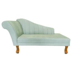 Imagem de Recamier Divã Para Sala Cecilia Pés Retro Castanho 1.60cm Veludo Acqua