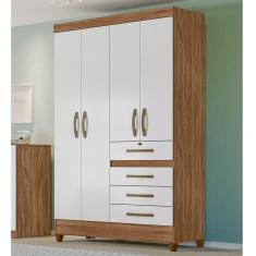 Imagem de Guarda Roupa Solteiro 4 Portas 4 Gavetas Sobral Branco