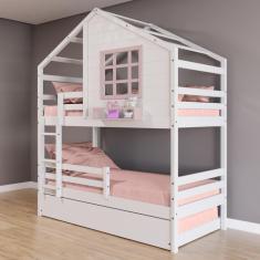 Imagem de Treliche Casinha Janela Grade Branco Rosa