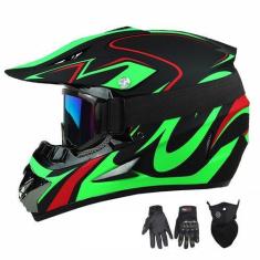 Imagem de Capacete de motocross SPARK DOT Green Full Face para homens e mulheres