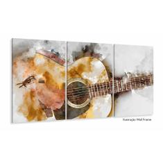 Imagem de Quadro Decorativo Sala Quarto Violão 120x60 3 peças