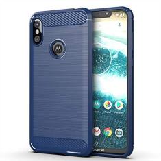 Imagem de Capa para Motorola Moto One Power 2, capa de material de fibra de carbono, suave antiderrapante, macia, anti-impressões digitais, capa totalmente protetora para Motorola Moto One Power 2