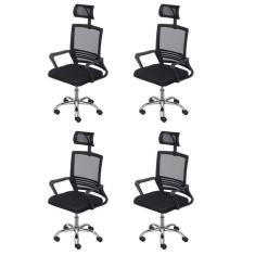 Imagem de Kit 4 Cadeiras para Escritório Presidente Lyon Alta em Tela Mesh Preto