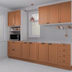 Imagem de Cozinha Modulada 4 Peças 1 Torre Microondas 1 Aéreo 2 Balcões Arizona Cabecasa Madeiramadeira Branco/Terracota