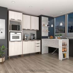 Imagem de Cozinha Completa 6Peças Com Painel Banc Gourmet E Tampo Stylo Luciane Móveis Cinammon-teka ártico