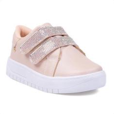Imagem de Tênis Feminino Infantil Casual Calce Fácil Tiras Strass Moda-Feminino
