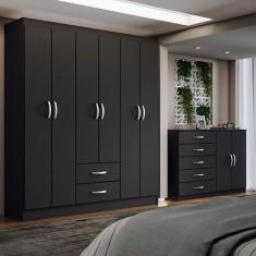 Imagem de Guarda-Roupa Casal Helena 6 Portas 2 Gavetas Com Cômoda 2 Portas 5 Gav