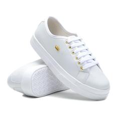 Imagem de Tênis Casual Feminino Sola Alta Flatform Amarração Básico Confortável