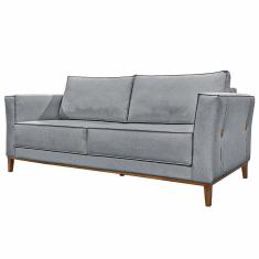 Imagem de Sofá Decorativo 2 Lugares 170cm Pés em Madeira Tarantino Linho Cinza - Gran Belo