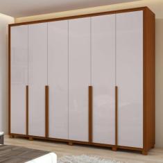 Imagem de Guarda-roupa 6 Portas 6 Gavetas 100% Mdf Imperatore com Pés Frassino/off White