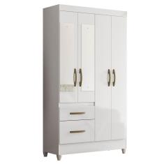 Imagem de Guarda Roupa Solteiro Madri 4 Portas e 2 Gavetas com Espelho - Moval Branco