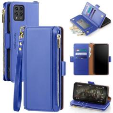 Imagem de Antsturdy T-Mobile Revvl 6 Pro 5G capa carteira com suporte para cartão para mulheres e homens, capa de telefone Revvl 6 Pro 5G bloqueio RFID couro PU capa flip à prova de choque com alça zíper slots