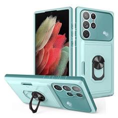 Imagem de Carteira deslizante à prova de choque com slot para cartão armadura capa de telefone para Samsung Galaxy S22 Ultra S23 Plus A72 A53 A52 A33 A12 capa de anel magnético, T5, para Samsung A73 5G