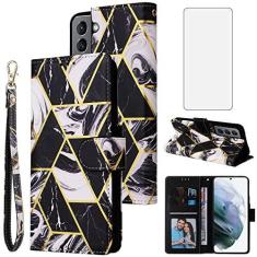 Imagem de Asuwish Capa carteira compatível com Samsung Galaxy S22 5G e protetor de tela de vidro temperado de couro com suporte para cartão, acessórios de celular, capa para celular Gaxaly S 22 22S G5 mulheres