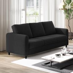 Imagem de Sofá Orquídea 3 Lugares Veludo Cabecasa MadeiraMadeira Preto