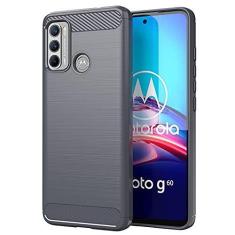 Imagem de Capa para Moto G40 Fusion, capa para Moto G60, tecnologia de absorção de choque TPU com moldura elevada protetora para Motorola Moto G40 Fusion/Moto G60 (cinza)