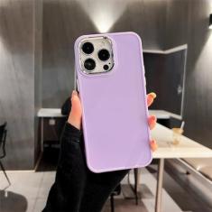 Imagem de Capa de telefone com lente galvanizada para iPhone 14 Pro Max 13 12 11 Pro Max X XR XS Max 7 8Plus Capa traseira de silicone de cor sólida, PR, para iPhone X ou XS