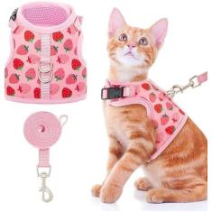 Imagem de BINGPET Arnês para gatos com coleira à prova de fuga – Coleira de malha moderna para passear com cães, ajustável para gatinhos, filhotes, pequenos animais