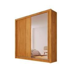 Imagem de Guarda Roupa Lugano 2 Portas 4 Gavetas Com Espelho Ripado Peroba - Mad