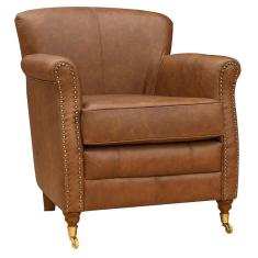 Imagem de Poltrona Decorativa Sala de Estar Brunei Pés Príncipe Couro Mel - Gran Belo
