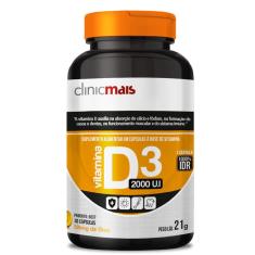 Imagem de Kit 2 Vitamina D3 2000 U.I 500mg ClinicMais 30 cápsulas