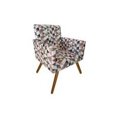Imagem de Poltrona Decorativa Nina Suede Triângulo Bege Pés Madeira Mz Decor