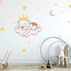 Imagem de Adesivo de Parede Infantil Ursinha Princesa Para Quarto de Bebê