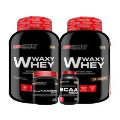 Imagem de KIT - 2x Whey Protein Waxy Whey 2kg + Glutamina 300g + BCAA 1800 120 Cápsulas - Bodybuilders-Unissex