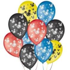 Imagem de Balão de Festa Decorado Orelha de Rato Mickey - Sortido 9" 23cm - 25 Unidades - São Roque