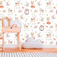Imagem de Papel De Parede Vinil Autocolante Baby Floresta Cute 270