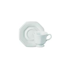 Imagem de Estojo com 6 Xícaras Chá com Pires em Porcelana- Modelo Octogonal Prisma - Branca - fabricado pela Schmidt