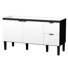 Imagem de Balcão De Cozinha Para Pia 2 Gavetas Silves Preto Branco