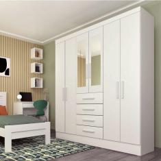 Imagem de Guarda-Roupa Casal com Espelho Arizona 6 PT 4 GV Neve