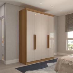 Imagem de Guarda-Roupa Solteiro Mykonos 4 Portas 2 Gavetas Cinamomo/Off White - Panorama Móveis