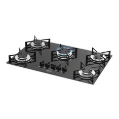 Imagem de Fogão Cooktop Fischer a Gás 5 Bocas Mesa em Vidro Preto Bivolt, Bivolt