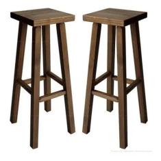 Imagem de Kit 2 Banqueta Alta Hardman Madeira Padrão Nogueira Assento