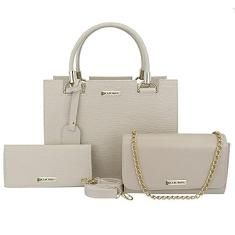 Imagem de Kit Bolsa Feminina Castelo + Clutch Alça de Corrente + Carteira Alice Monteiro Cor:Branco;Tamanho:Único;Gênero:Feminino