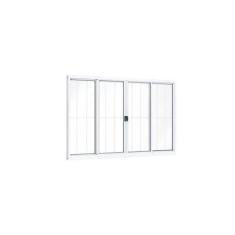 Imagem de Janela de Correr Alumínio 4 Folhas com Grade Riobras 100cm x 150cm Branco