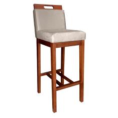 Imagem de Banqueta Alta Veneza Estofada 104 Cm Madeira Maciça Suede Bege CCS