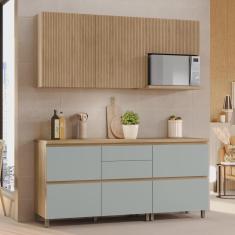 Imagem de Cozinha Modulada 4 Peças Ripado Nesher 100% mdf Rainha