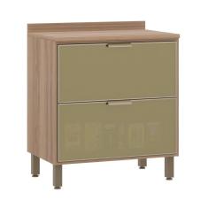 Imagem de Balcão de Cozinha com Tampo 80 cm 2 Gavetões Frontal Vidro Reflecta Lari Luciane Móveis