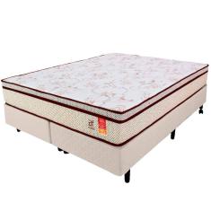 Imagem de Cama Box Queen Colchão Molas Ensacadas + Box Microfibra Bege BF 158x198x57cm