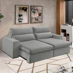 Imagem de Sofá 2 Lugares 230cm Retrátil e Reclinável Free Veludo Cinza prateado