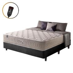 Imagem de Cama Box Casal Preto + Colchão Molas Ensacadas Magnético Massageador e Bio Quântico Phoenix 138cm
