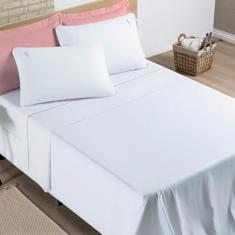 Imagem de Jogo de Cama Casal 100% Algodão Percal 200 Fios Liana 04 Peças Branco