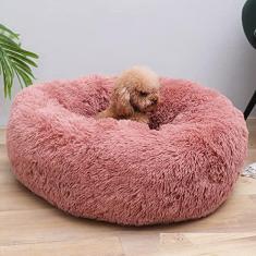 Imagem de Cama de cachorro calmante e cama de gato, Cama redonda aconchegante para cães macios e aconchegantes, pelúcia sintética fofa almofada para cães e gatos pequenos, diâmetro 24 cm