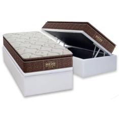 Imagem de Cama Box Baú Solteiro: Colchão Anatômico Probel Guarda Costas Extra Firme + Base CRC Courano White (88x188)