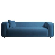 Imagem de Sofá 3 Lugares 200cm Orgânico Luxo Recepção Cecília Linho - Amarena Móveis Cor Azul Royal