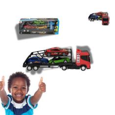 Imagem de Caminhão Cegonheira Grande Com 3 Carrinhos Brinquedo Educativo Present